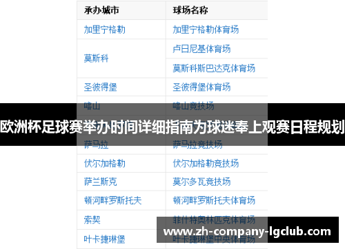 欧洲杯足球赛举办时间详细指南为球迷奉上观赛日程规划